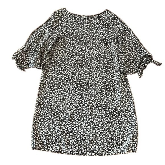 H & M Dress womens size 8 flower print slit sleeves brown white yellow - Picture 1 of 7
